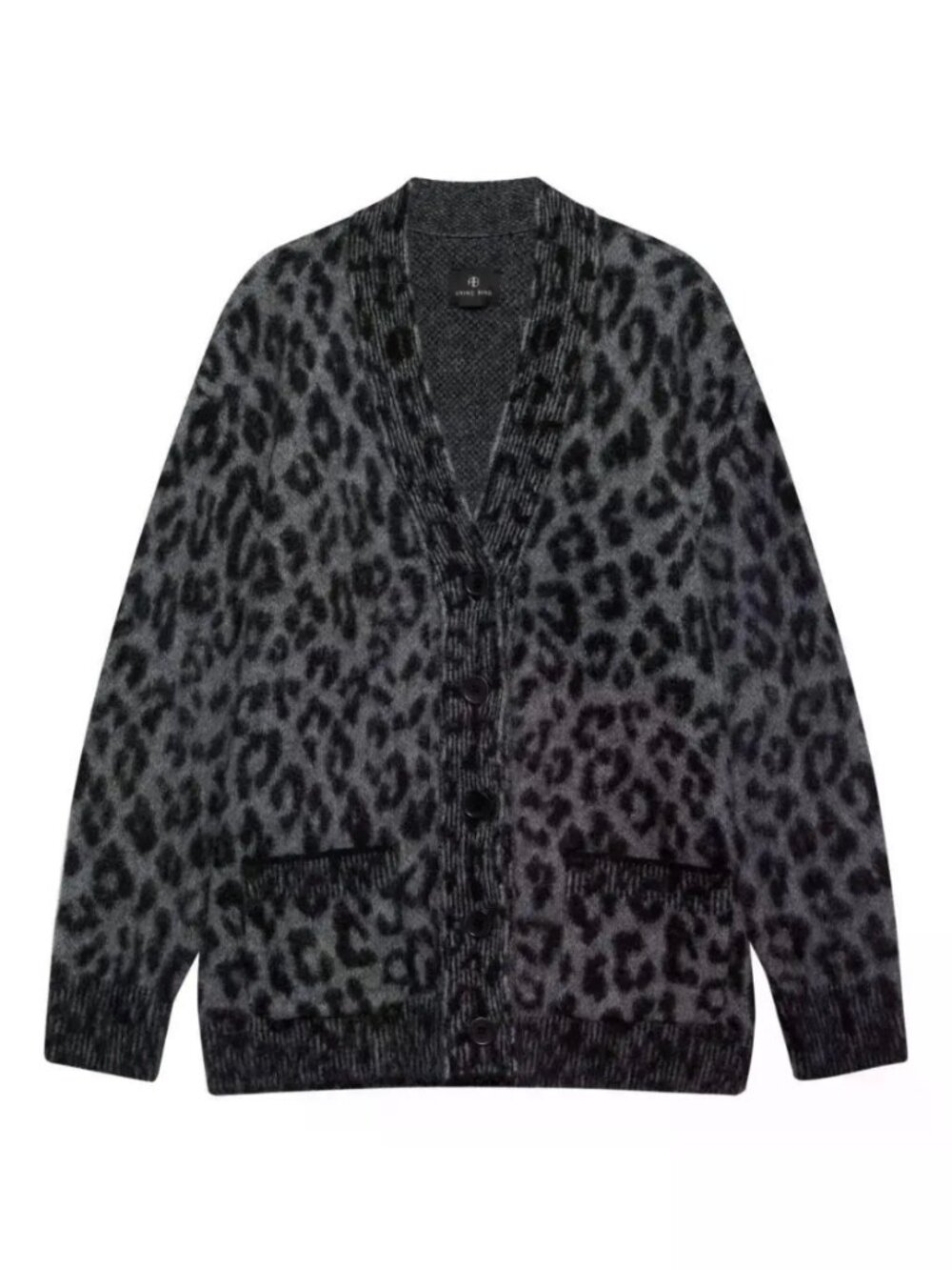 ANINE BING  banks leopard-print cardigan - grey ALPACA Quiet Luxury Small